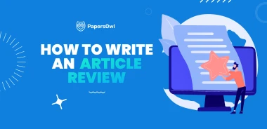Illustration of article review writing process with PapersOwl guide
