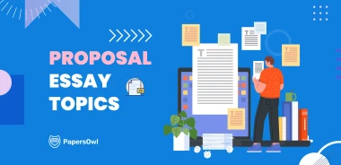 Visual guide to brainstorming and selecting proposal essay topics.