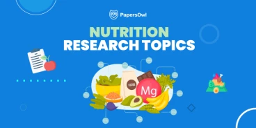 Infographic presenting various nutrition research topics like diet, health, and wellness.