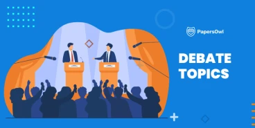 Illustration of a debate with speakers and an engaged audience