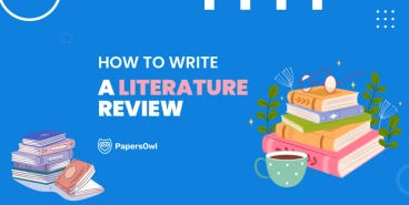 Infographic showing the structure of a literature review outline for academic writing.