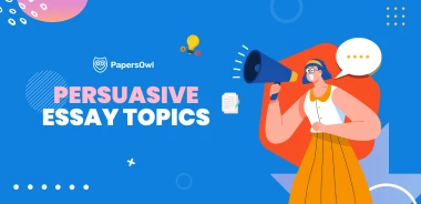 A student brainstorming persuasive essay topics with visual aids