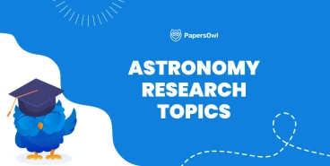 Banner listing top astronomy research topics for college papers