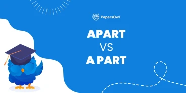 Apart vs a part educational graphic explaining usage differences and grammar examples