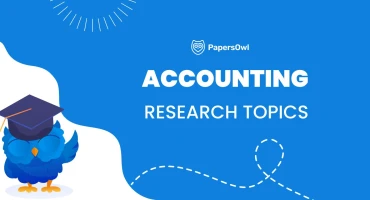 Accounting research topics banner featuring ideas for finance, auditing, and business studies
