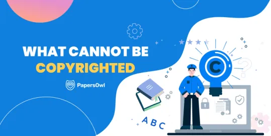 Explanation of what cannot be copyrighted, with icons related to copyright laws and restrictions.