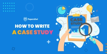 Illustration showing hands holding a clipboard labeled “Case Study,” used as a header image for a guide on how to write a case study.