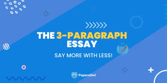 Illustration of the 3-paragraph essay format with text and icons representing structure.