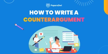 Illustration showing how to write a counterargument paragraph with writing characters