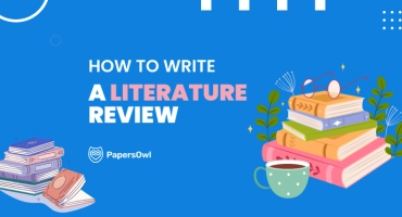 Infographic showing the structure of a literature review outline for academic writing.