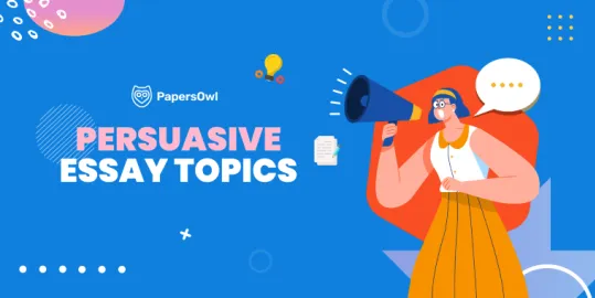 A student brainstorming persuasive essay topics with visual aids