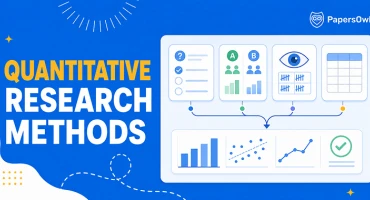 Quantitative research methods infographic illustrating data collection techniques and statistical analysis charts