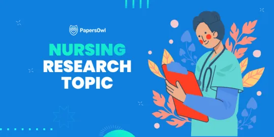 Nurse holding medical papers with research icons