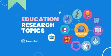 Infographic showing various education research topics including science, technology, and more.