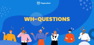 Group of diverse people with question marks above their heads, illustrating Wh-questions in English grammar.