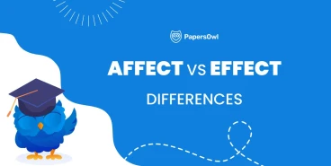 Affect vs effect comparison graphic explaining the difference between both terms in writing