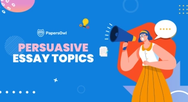 A student brainstorming persuasive essay topics with visual aids