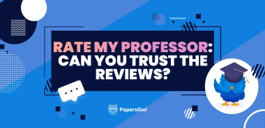 A blue owl wearing a graduation cap next to a speech bubble asking: Rate My Professor: Can you trust the reviews?