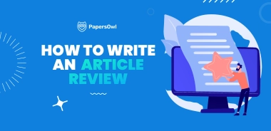 Illustration of article review writing process with PapersOwl guide