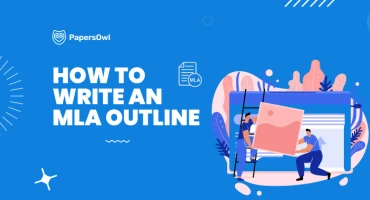 Infographic explaining how to write an MLA outline with formatting guidelines.