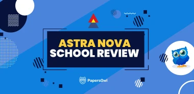 Astra Nova school review featuring logo and educational elements